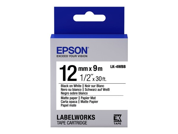 Epson LabelWorks LK-4WBB - Schwarz auf matt Weiß - Rolle (1,2 cm x 9 m) - C53S654023