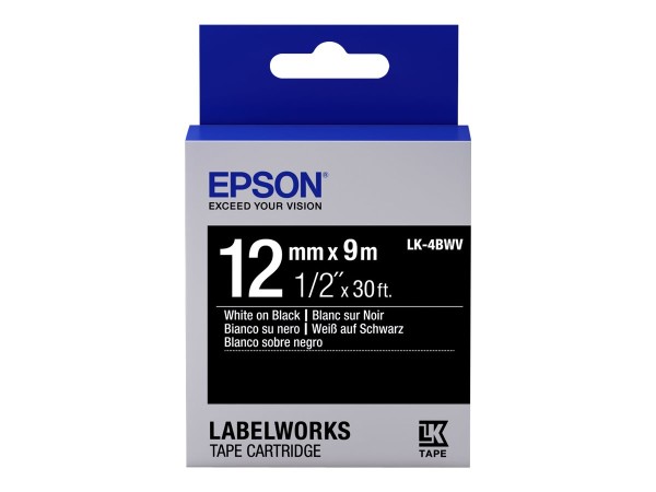 Epson LabelWorks LK-4BWV - Weiß auf Schwarz - Rolle (1,2 cm x 9 m) - C53S654009