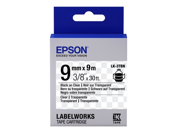 Epson LabelWorks LK-3TBN - Schwarz auf Transparent - Rolle (0,9 cm x 9 m) - C53S653004