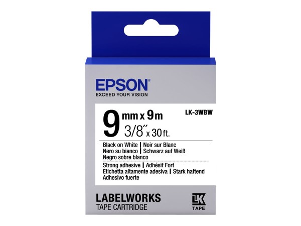 Epson LabelWorks LK-3WBW - Schwarz auf Weiß - Rolle (0,9 cm x 9 m) - C53S653007