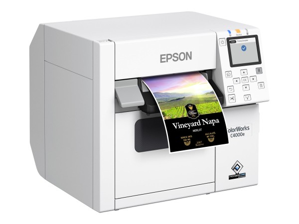 Epson ColorWorks C4000, Schwarz glänzend, Cutter, USB, Ethernet