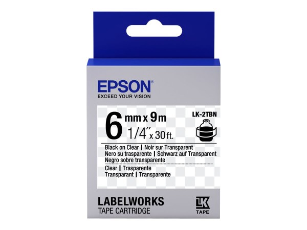 Epson LabelWorks LK-2TBN - Schwarz auf durchsichtig - Rolle (0,6 cm x 9 m) - C53S652004