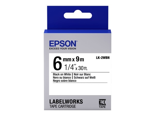 Epson LabelWorks LK-2WBN - black on white - roll (0.6 cm x 9 m) - C53S652003