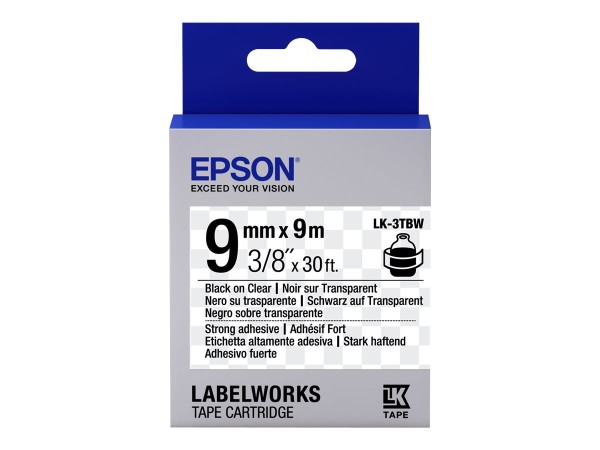 Epson LabelWorks LK-3TBW - Schwarz auf durchsichtig - Rolle (0,9 cm x 9 m) - C53S653006