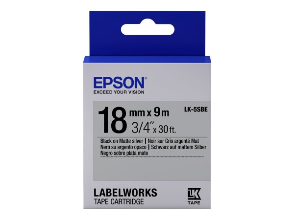 Epson LabelWorks LK-5SBE - Schwarz auf Silber (matt) - C53S655013
